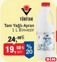 BİNVEZİR TAM YAĞLI AYRAN 1 L BİNVEZİR TAM YAĞLI AYRAN 1 L